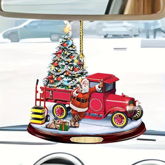 1pc Christmas Bus Acrylic Decorative Pendant Car Accessories