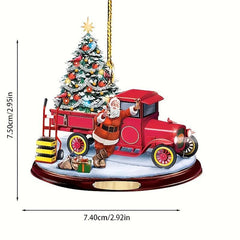 1pc Christmas Bus Acrylic Decorative Pendant Car Accessories