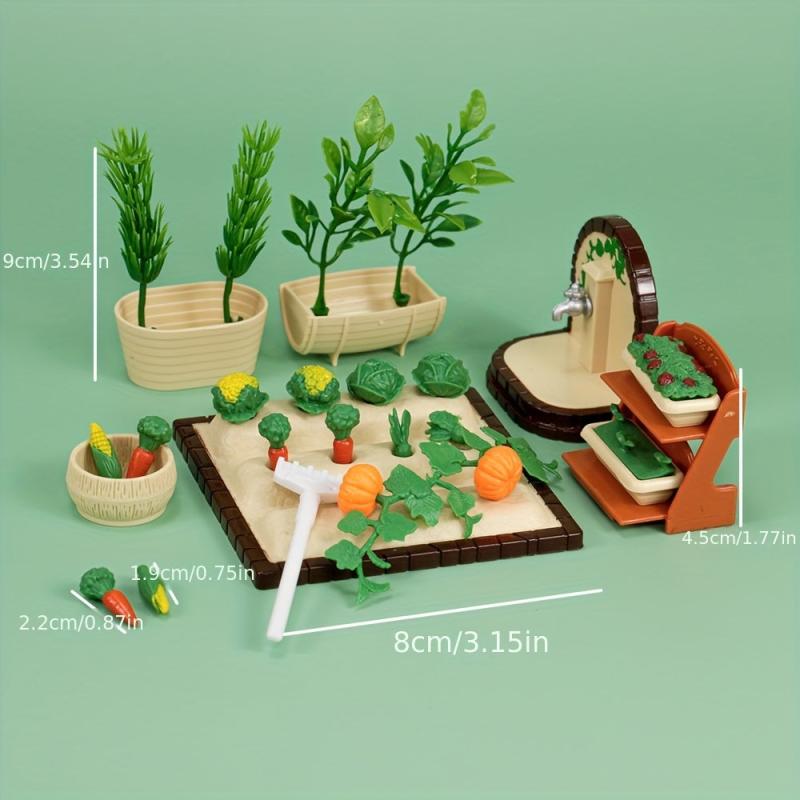 30pcs Mini DollHouse Garden Set Forest Family Kitchen Garden Growing Toy