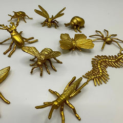 12pcs Golden Insect Models Spider Beetle Unicorn Butterfly Bee Dragonfly