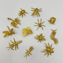 12pcs Golden Insect Models Spider Beetle Unicorn Butterfly Bee Dragonfly
