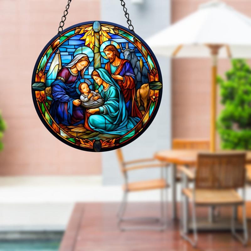 Jesus Stained Acrylic Window Suncatcher Ornament Outdoor Decor