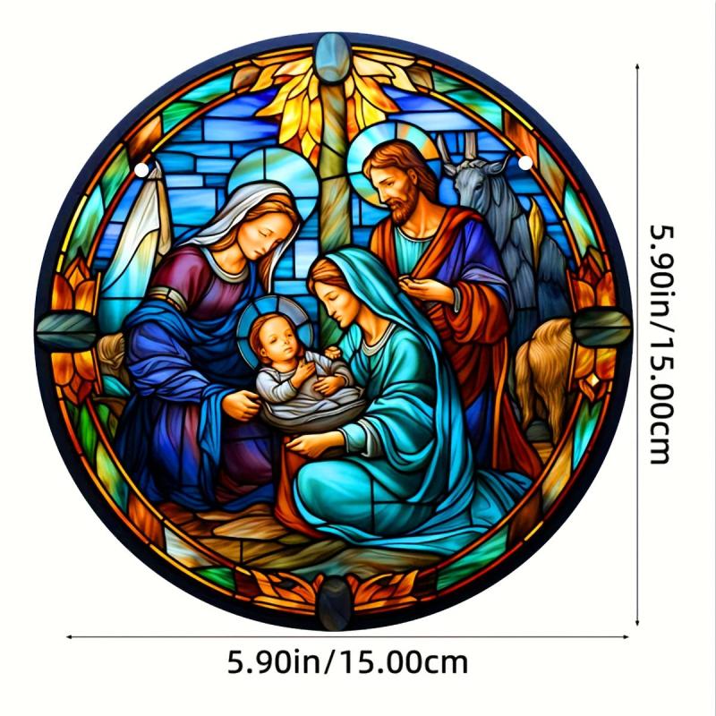 Jesus Stained Acrylic Window Suncatcher Ornament Outdoor Decor