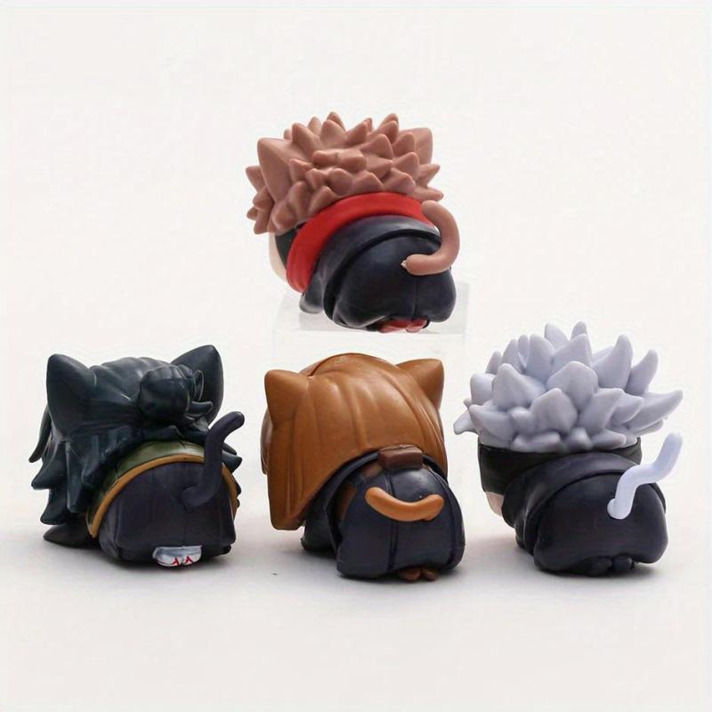 4pcs Anime Sleep Cat Figure Toys Dolls Ornaments Christmas Birthday Gift