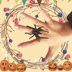 Gothic Punk Spider Webs Opening Ring Dark Animal Trick Toys
