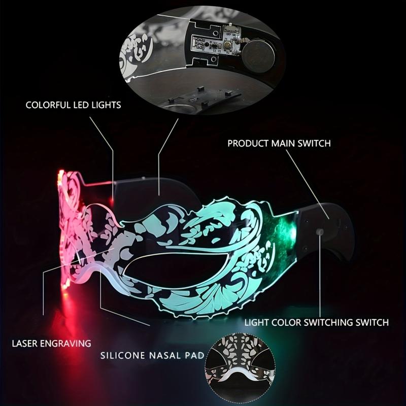 LED Face Mask Luminous Glasses Glow In Dark Glasses Musical Party Decoration
