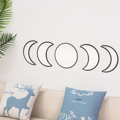 Set Of 5pcs Wooden Moon Mirror Decorative Mirror Wall Mounted Vanity Mirror