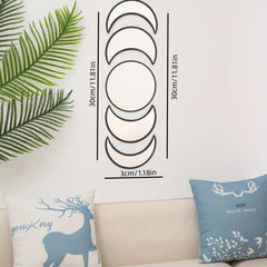 Set Of 5pcs Wooden Moon Mirror Decorative Mirror Wall Mounted Vanity Mirror