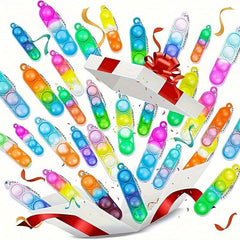 20pcs Mini Keychains Pop Fidget Toys Decompression Bracelet Bulk Party Favor