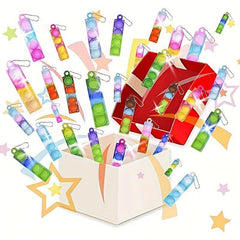 20pcs Mini Keychains Pop Fidget Toys Decompression Bracelet Bulk Party Favor