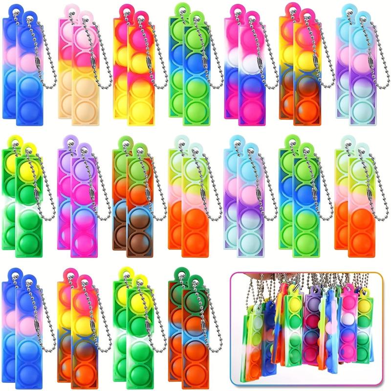 20pcs Mini Keychains Pop Fidget Toys Decompression Bracelet Bulk Party Favor
