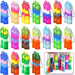 20pcs Mini Keychains Pop Fidget Toys Decompression Bracelet Bulk Party Favor