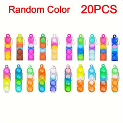 20pcs Mini Keychains Pop Fidget Toys Decompression Bracelet Bulk Party Favor