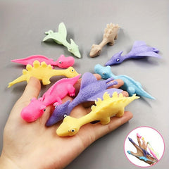 Dinosaur Decompression Toy with Slingshot - Fun and Sticky Wall Release Toy