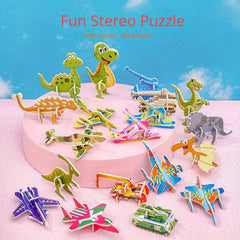 10pcs Cartoon 3D Puzzle Airplane Dinosaur Insect Model Foam Toy Gift