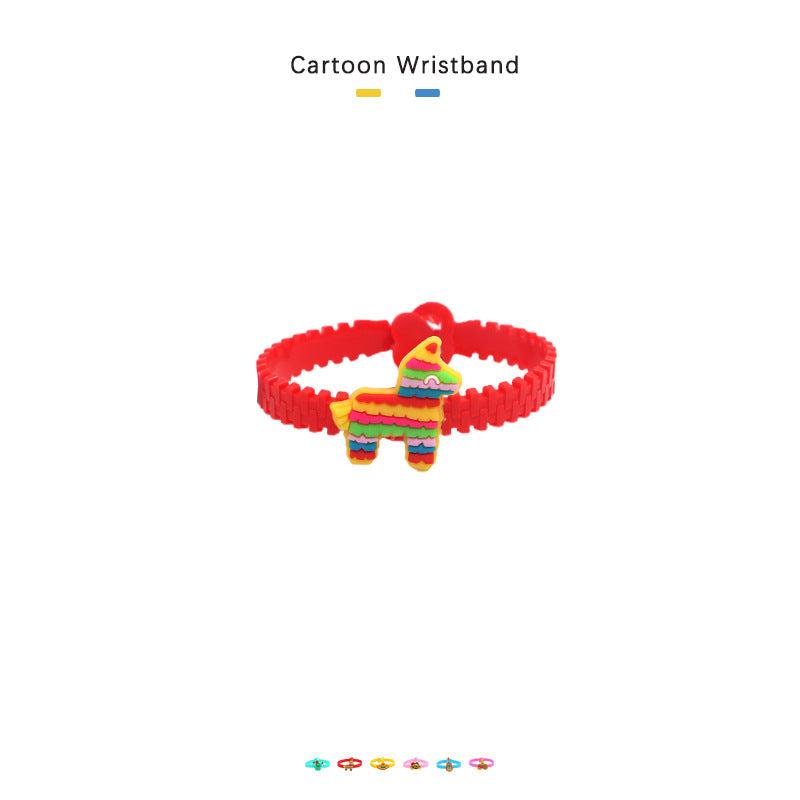 6pcs Mexican Bracelets Children's Cartoon Cactus Single Hole Heart Bracelet Toy