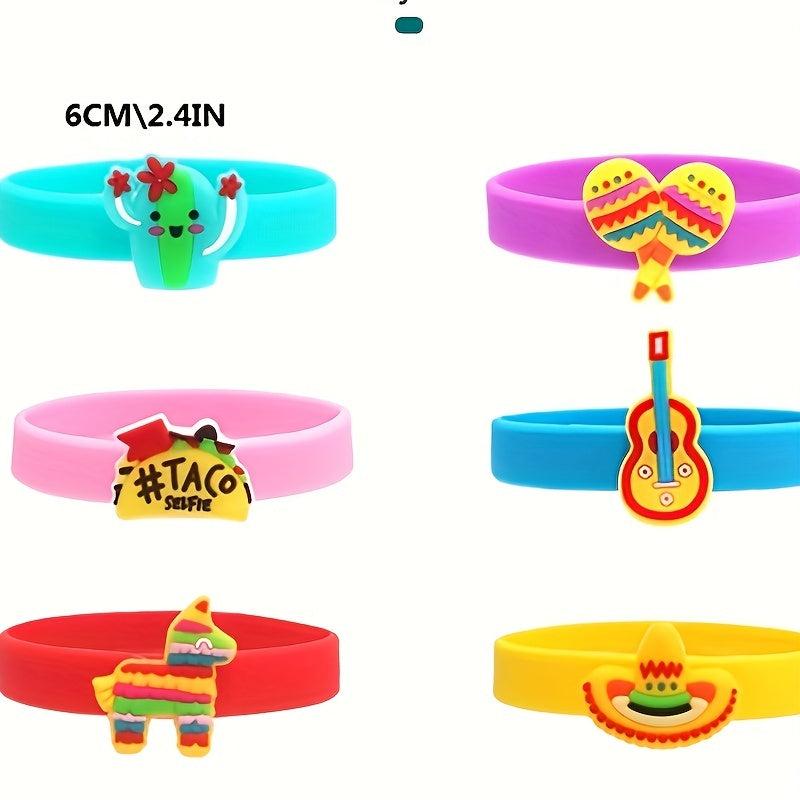 6pcs Mexican Bracelets Children's Cartoon Cactus Single Hole Heart Bracelet Toy