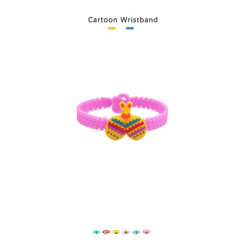 6pcs Mexican Bracelets Children's Cartoon Cactus Single Hole Heart Bracelet Toy