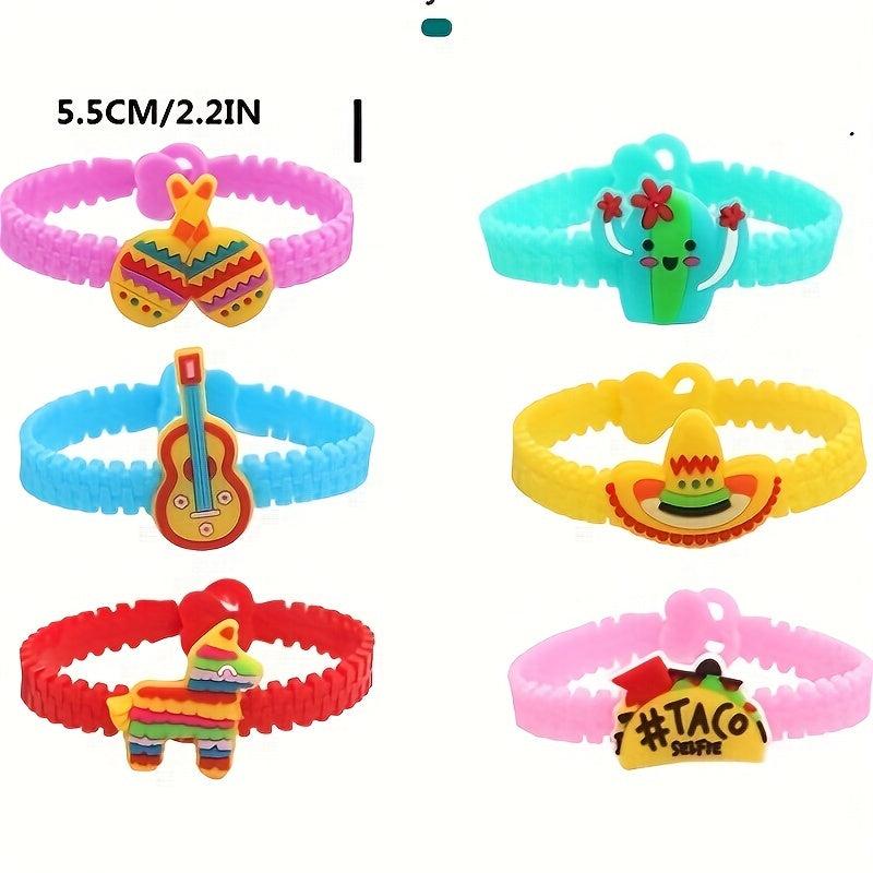 6pcs Mexican Bracelets Children's Cartoon Cactus Single Hole Heart Bracelet Toy