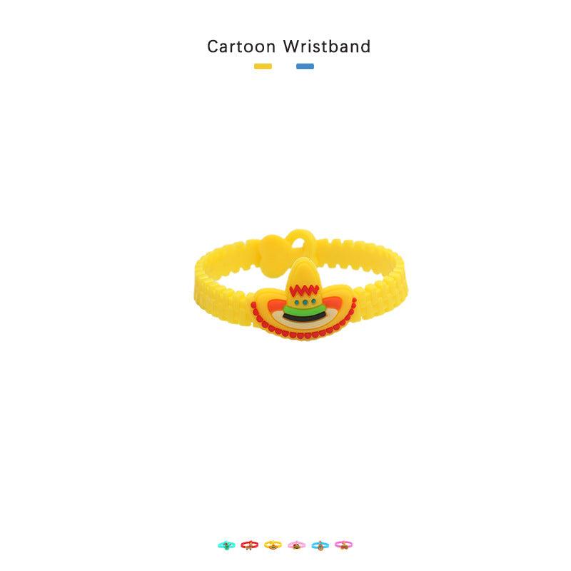 6pcs Mexican Bracelets Children's Cartoon Cactus Single Hole Heart Bracelet Toy