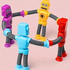2pcs Cartoon Robot Decompressing Toys Telescopic Tubes