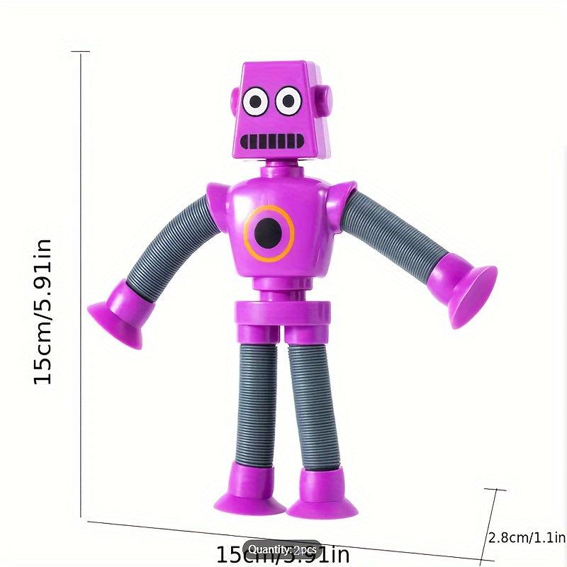 2pcs Cartoon Robot Decompressing Toys Telescopic Tubes