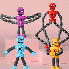 2pcs Cartoon Robot Decompressing Toys Telescopic Tubes