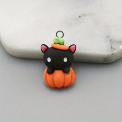 Halloween Pendant Pumpkin Spooky Cat Keychain Charm Pendant