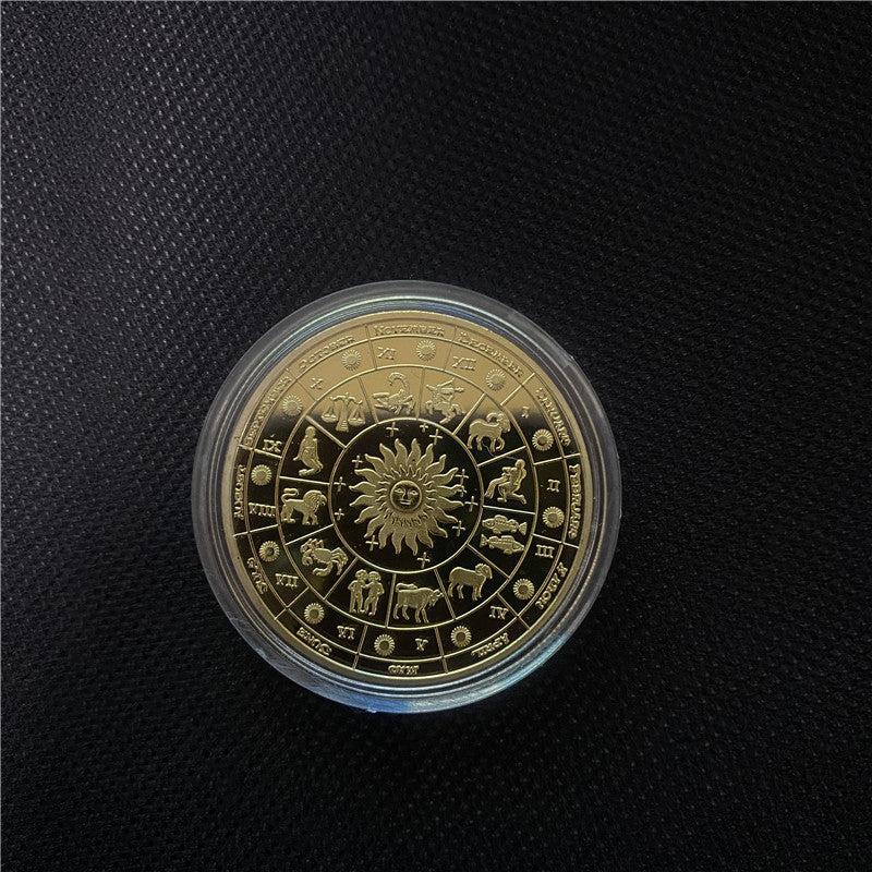Constellation Zodiac Coin Set Home Decor Crafts Art Gift