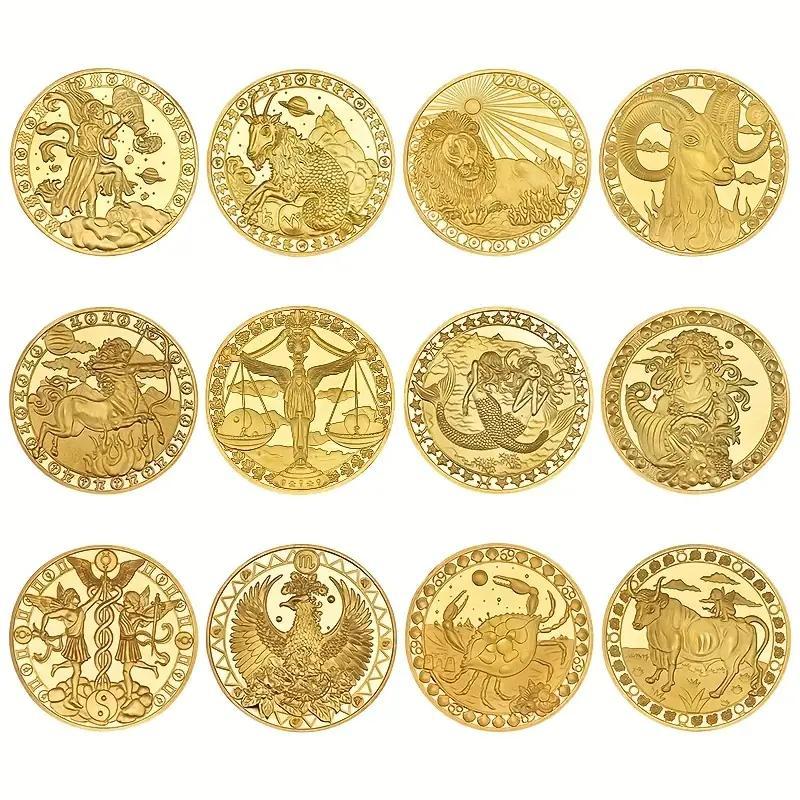 Constellation Zodiac Coin Set Home Decor Crafts Art Gift