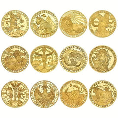 Constellation Zodiac Coin Set Home Decor Crafts Art Gift