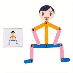 Wooden Man Jigsaw Puzzle Game for Kids, 3D Educational Toy