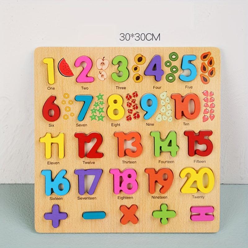Wooden Puzzles for Kids Alphabet Number Shape Toddler Learning Toys