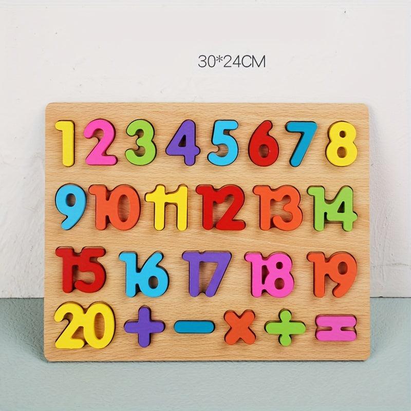 Wooden Puzzles for Kids Alphabet Number Shape Toddler Learning Toys
