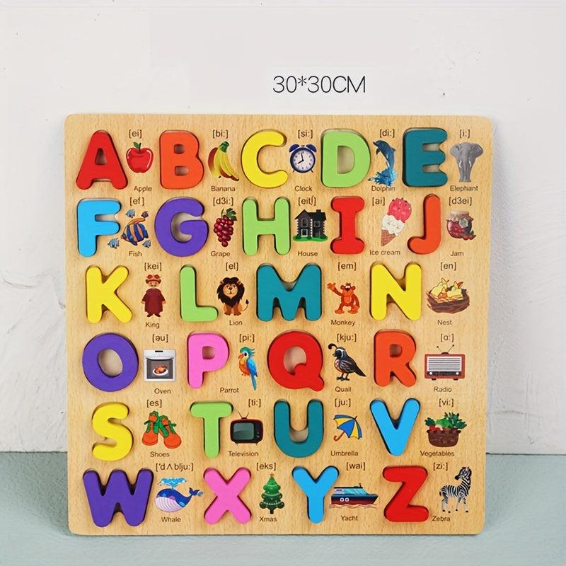 Wooden Puzzles for Kids Alphabet Number Shape Toddler Learning Toys