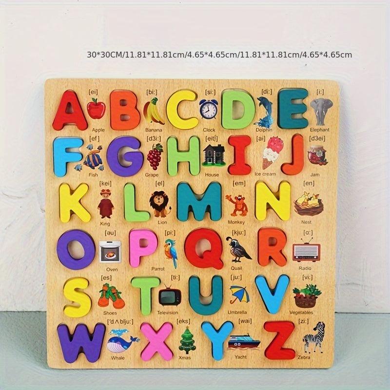 Wooden Puzzles for Kids Alphabet Number Shape Toddler Learning Toys
