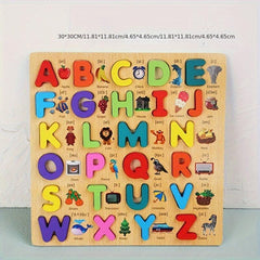 Wooden Puzzles for Kids Alphabet Number Shape Toddler Learning Toys