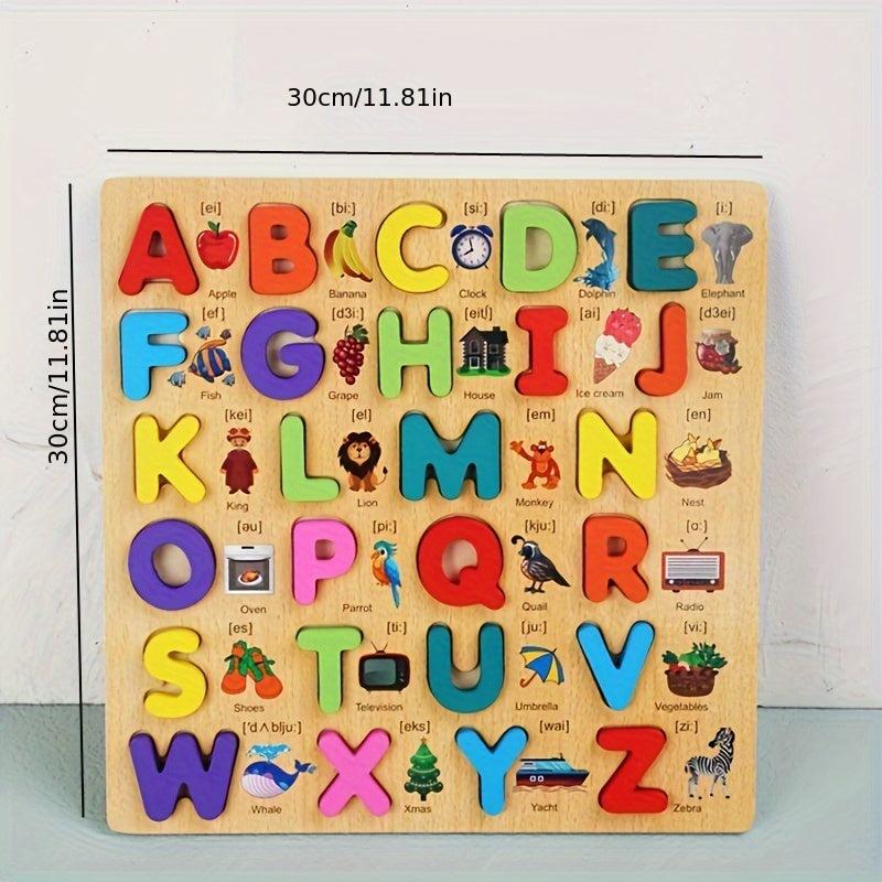 Wooden Puzzles for Kids Alphabet Number Shape Toddler Learning Toys