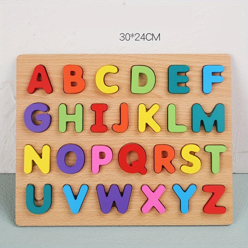 Wooden Puzzles for Kids Alphabet Number Shape Toddler Learning Toys