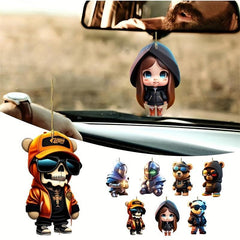 Doll Car Rearview Mirror & Acrylic Keychain Set