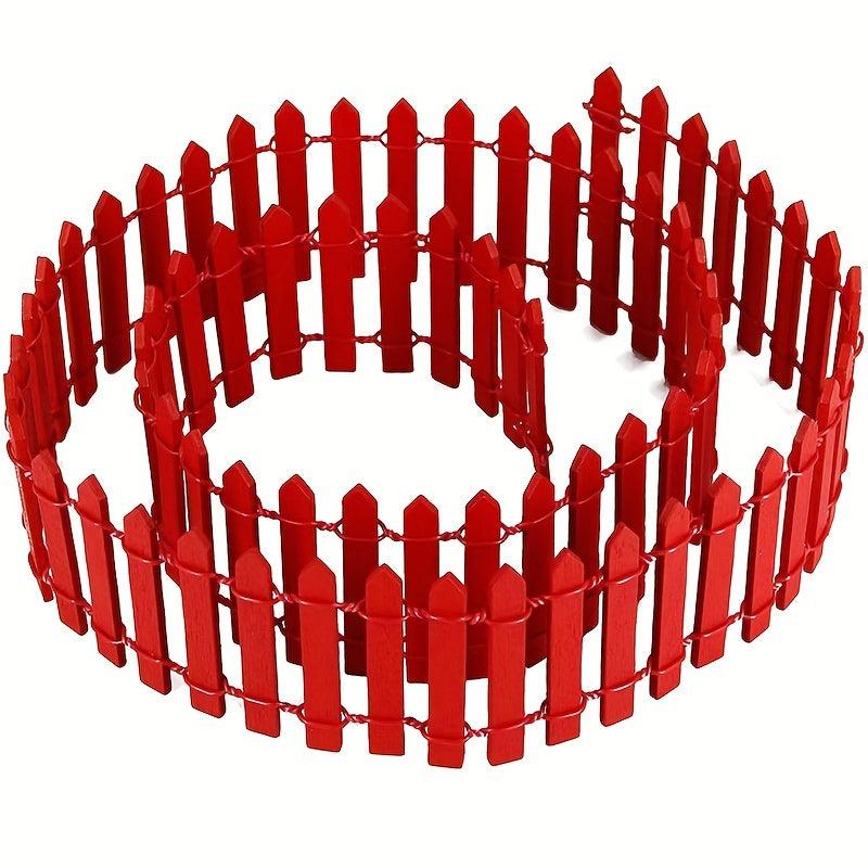 Mini Fairy Garden Fence DIY Wood Fence Mini Decorative Toy House Red
