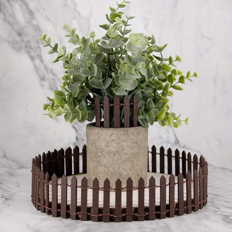 Mini Fairy Garden Fence DIY Wood Fence Mini Decorative Toy House Red