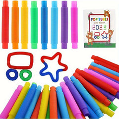 Colorful Pop Tube Sensory Toys For Kids 5pcs