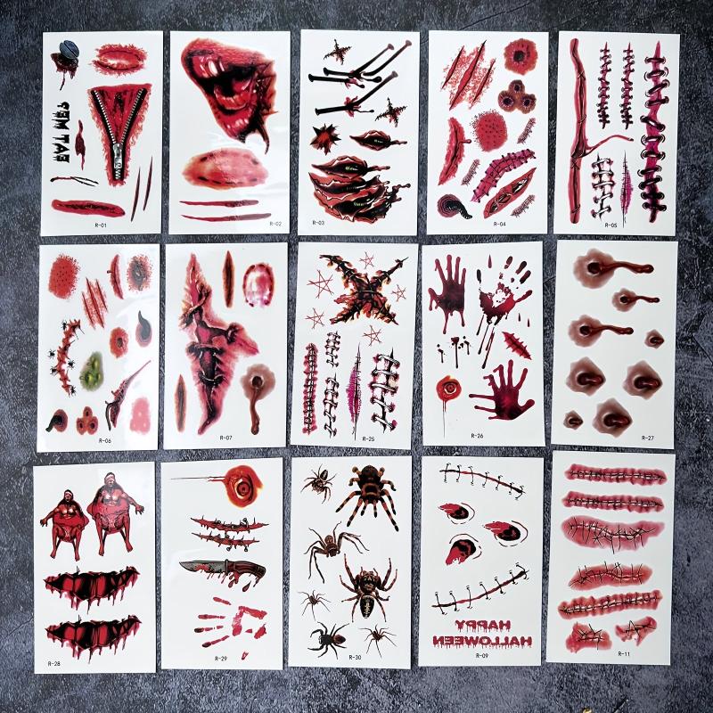 Halloween Scar Stickers Realistic Waterproof Men And Women 60pcs