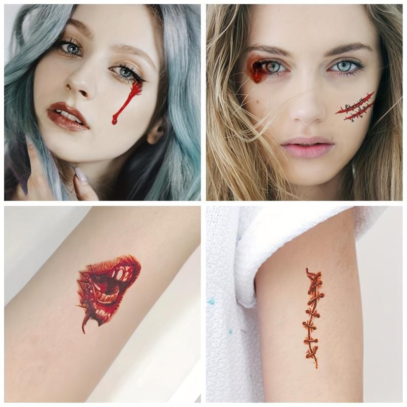 Halloween Scar Stickers Realistic Waterproof Men And Women 60pcs