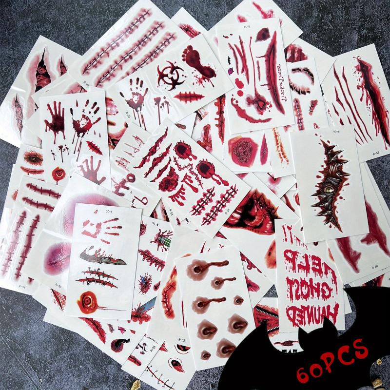 Halloween Scar Stickers Realistic Waterproof Men And Women 60pcs