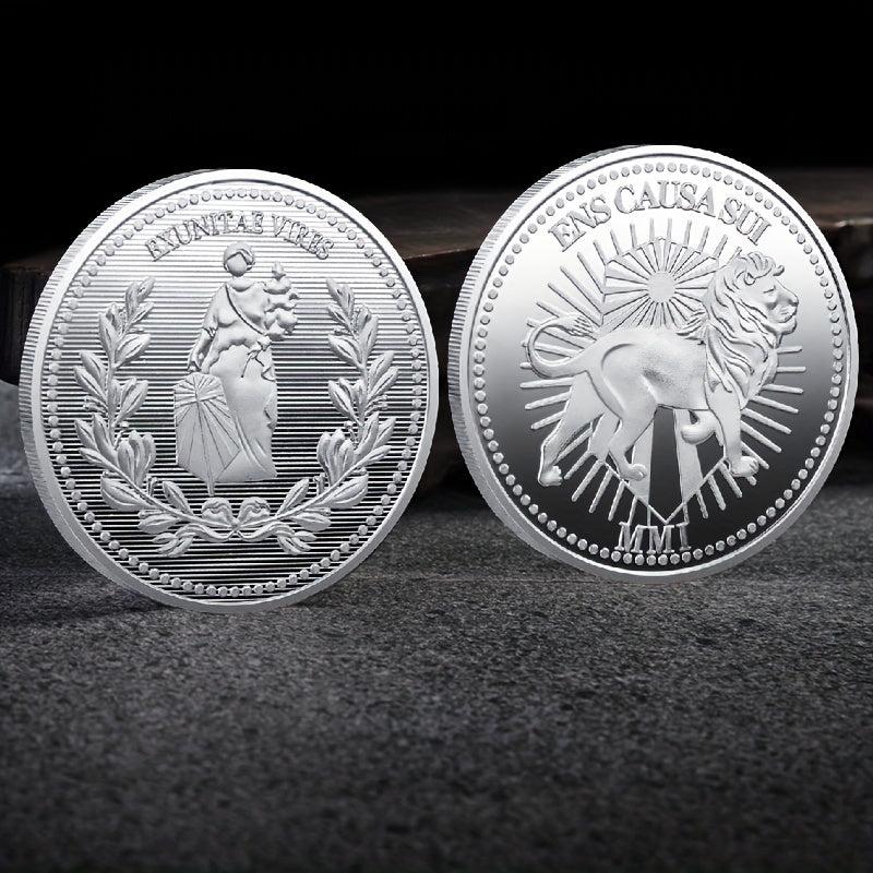 Golden Silvery Lion Collectible Challenge Coin Gift