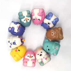 2pcs Squishy Cartoon Doll Animal PU Slow Rebound Pinch Toy