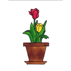 Red Flower Pot Stickers Wall Decor Window Glass Decoration