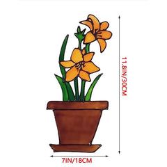 Red Flower Pot Stickers Wall Decor Window Glass Decoration